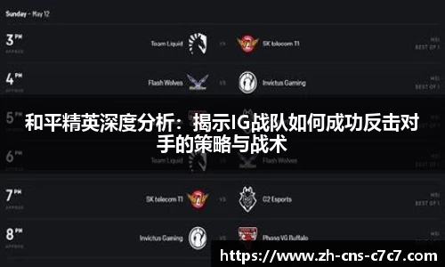 和平精英深度分析：揭示IG战队如何成功反击对手的策略与战术